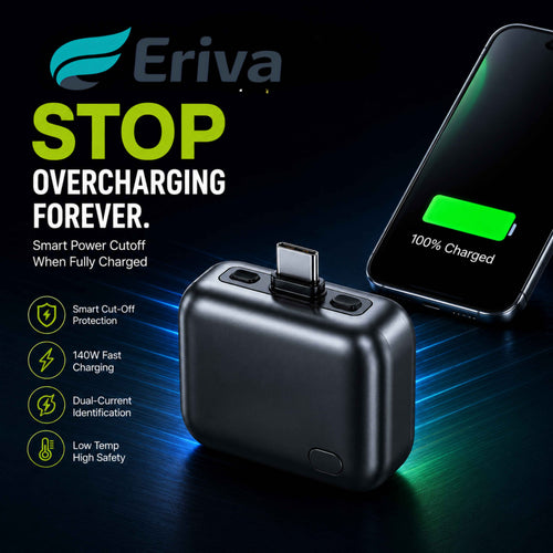 Eriva Smart Charger Adapter — Auto Power Cut-Off, 140W Fast Charging (Type-C)