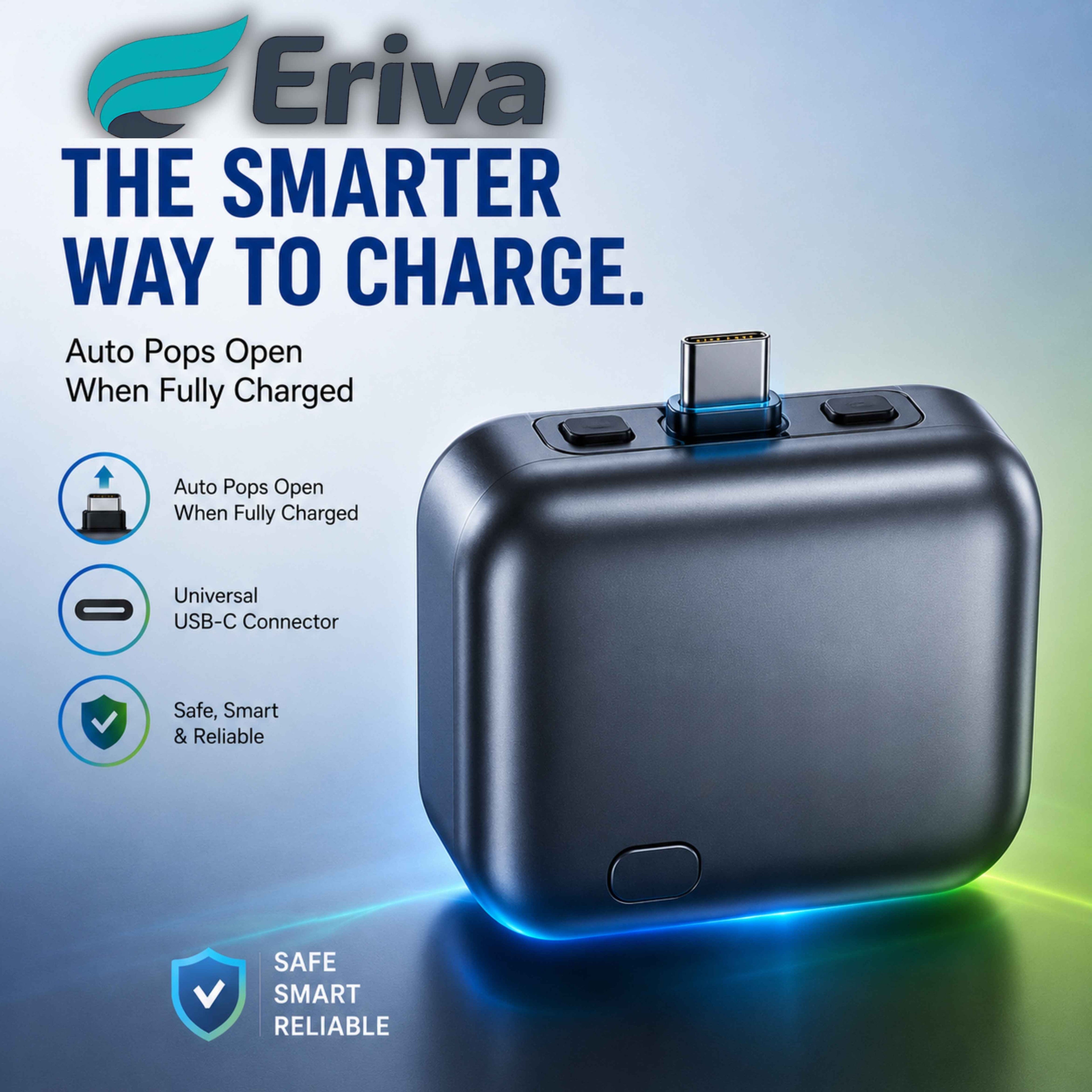 Eriva Smart Charger Adapter — Auto Power Cut-Off, 140W Fast Charging (Type-C)