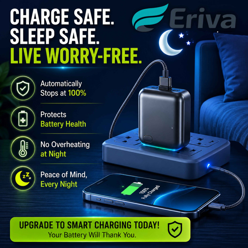 Eriva Smart Charger Adapter — Auto Power Cut-Off, 140W Fast Charging (Type-C)